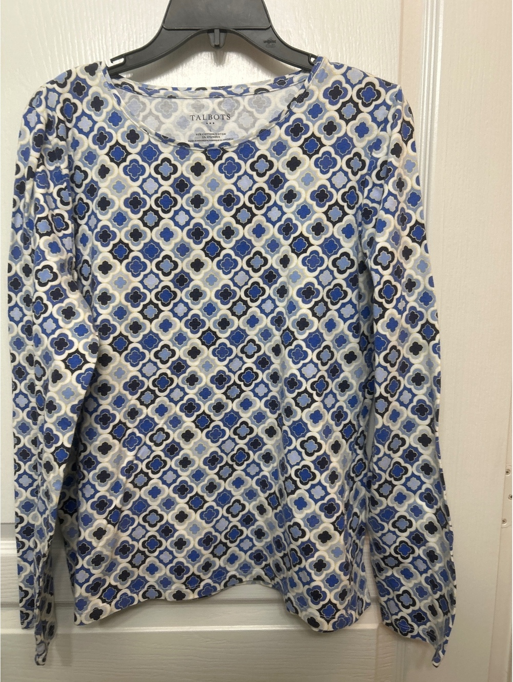 Talbots Women's Long Sleeve Cotton Spandex Patterned Shirt Size Large